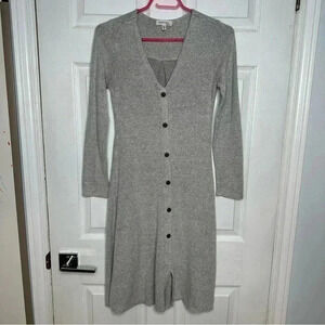 Monteau Sweater Dress Buttons Grey Size Small